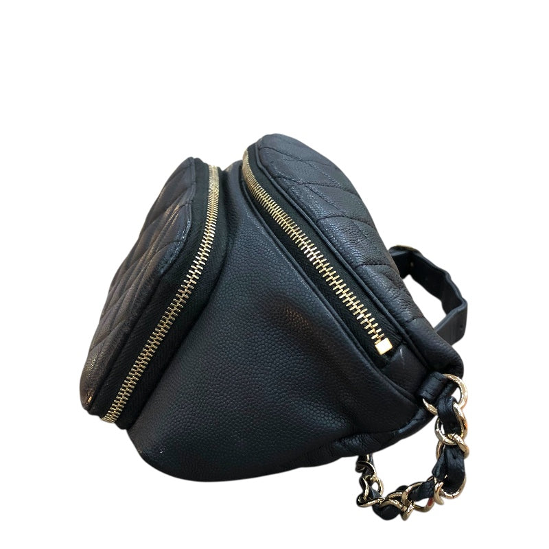シャネル CHANEL マトラッセウエストバッグ AS0465 ブラック GD金具 キャビアスキン ユニセックス ウエストバッグ