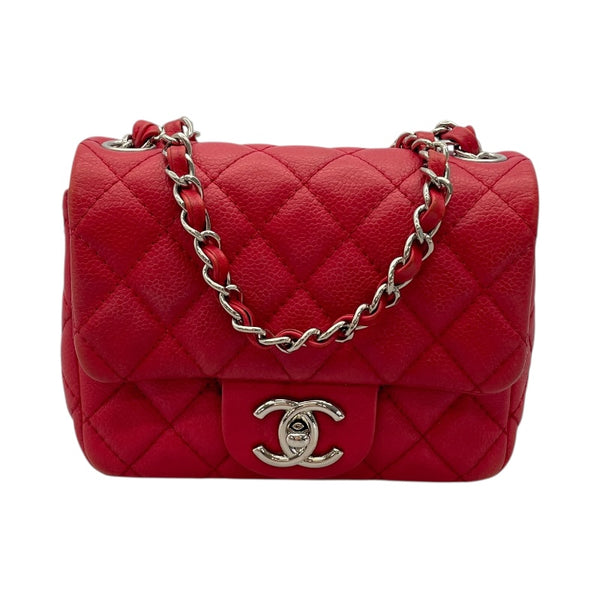 シャネル CHANEL ミニマトラッセ17 A35200/12番台 レッド×SV金具 キャビアスキン レディース ショルダーバッグ