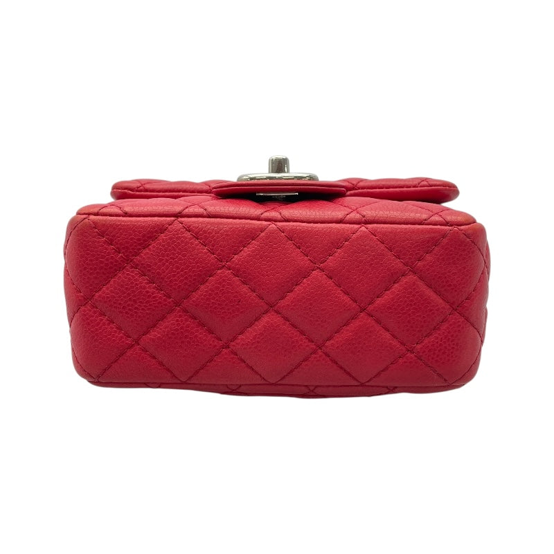 シャネル CHANEL ミニマトラッセ17 A35200/12番台 レッド×SV金具 キャビアスキン レディース ショルダーバッグ