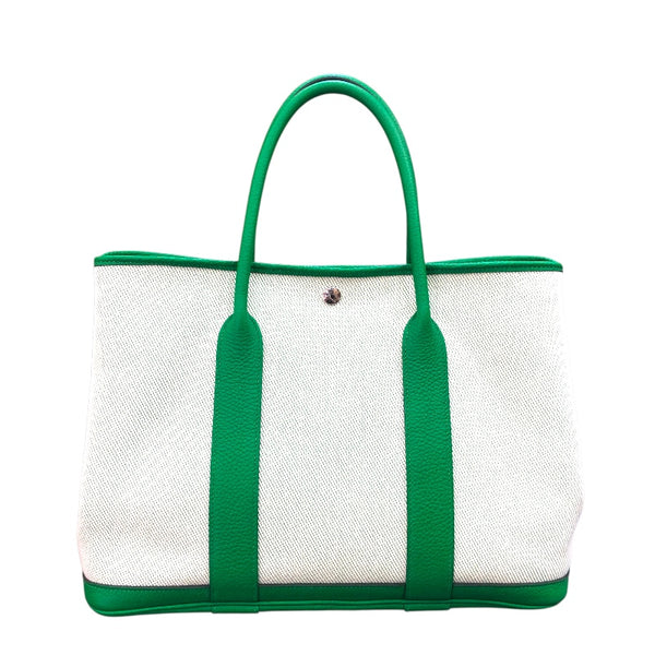 エルメス HERMES ガーデンパーティPM Y刻 バンブー　SV金具 トワル/ネゴンダ ユニセックス ハンドバッグ