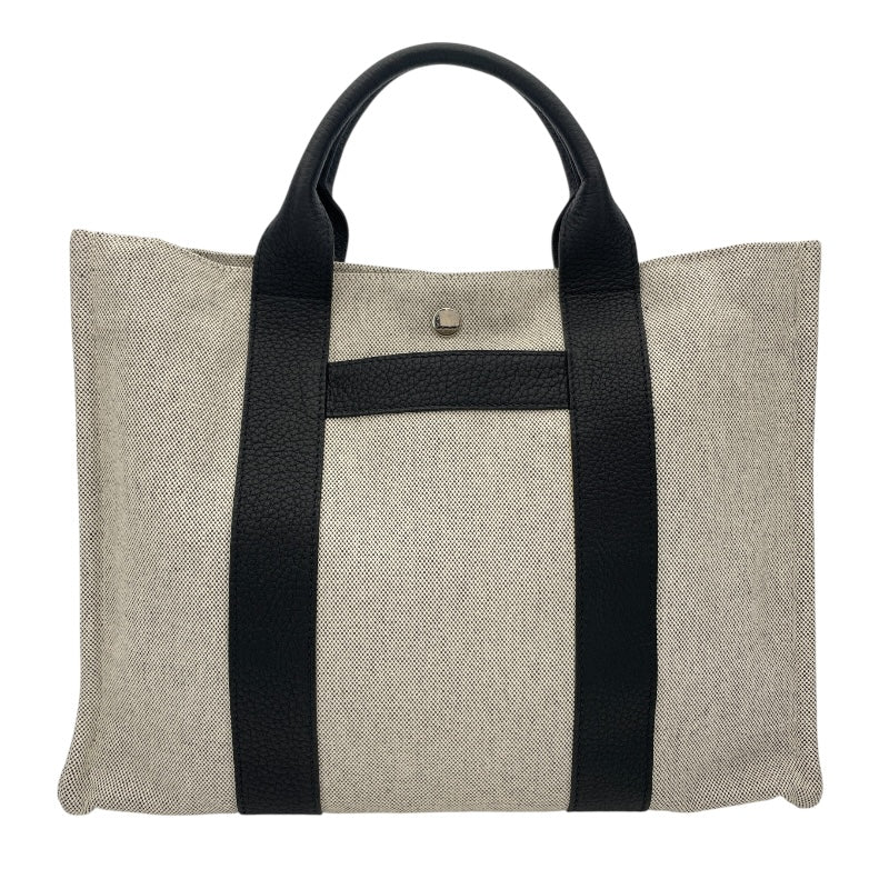 エルメス HERMES サックアーネMM グレーxブラック キャンバス/レザー ユニセックス トートバッグ