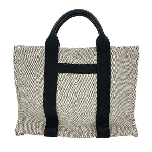 エルメス HERMES サックアーネMM グレーxブラック キャンバス/レザー ユニセックス トートバッグ