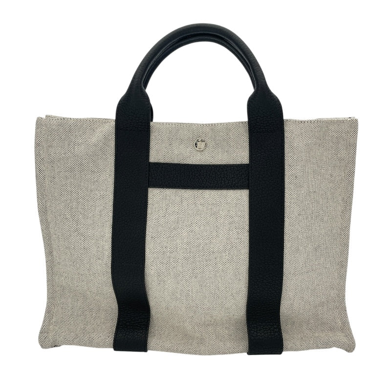 エルメス HERMES サックアーネMM グレーxブラック キャンバス/レザー ユニセックス トートバッグ