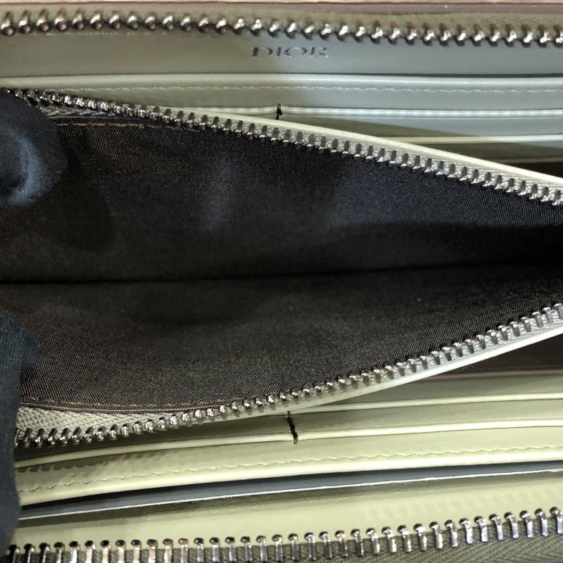 クリスチャン・ディオール Christian Dior CDIconロングジップウォレット 2ESBC252CDI カーキ/シルバー金具 レザー ユニセックス 長財布