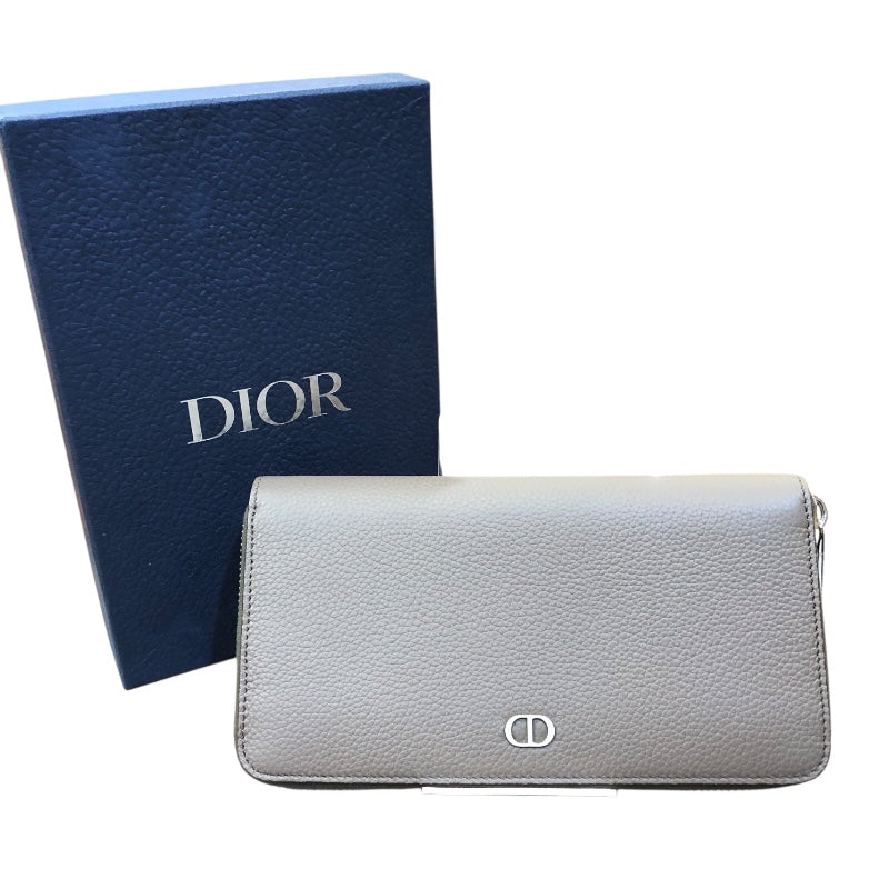 クリスチャン・ディオール Christian Dior CDIconロングジップウォレット 2ESBC252CDI カーキ/シルバー金具 レザー ユニセックス 長財布