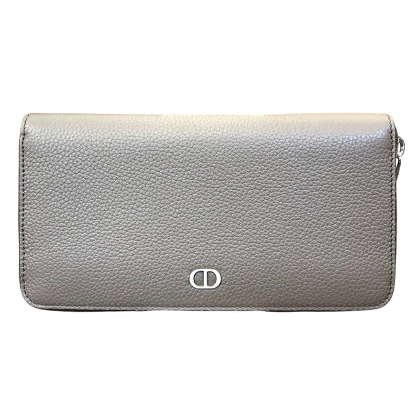 クリスチャン・ディオール Christian Dior CDIconロングジップウォレット 2ESBC252CDI カーキ/シルバー金具 レザー ユニセックス 長財布