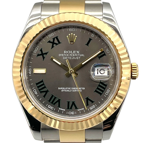ロレックス ROLEX デイトジャスト2 ストレート 116333 グレー K18/SS 自動巻き メンズ 腕時計