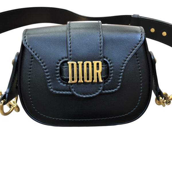 クリスチャン・ディオール Christian Dior D-FENCE ショルダーバッグ ブラック/ゴールド金具 レザー レディース ショルダーバッグ