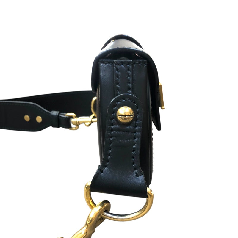 クリスチャン・ディオール Christian Dior D-FENCE ショルダーバッグ ブラック/ゴールド金具 レザー レディース ショルダーバッグ