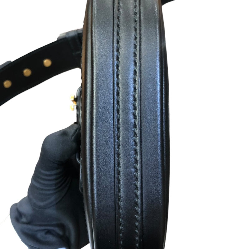 クリスチャン・ディオール Christian Dior D-FENCE ショルダーバッグ ブラック/ゴールド金具 レザー レディース ショルダーバッグ