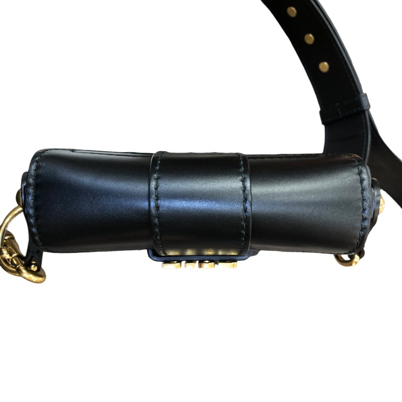 クリスチャン・ディオール Christian Dior D-FENCE ショルダーバッグ ブラック/ゴールド金具 レザー レディース ショルダーバッグ
