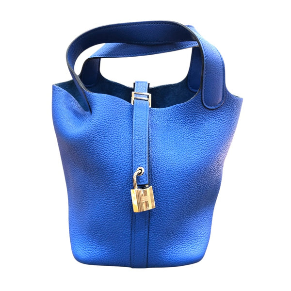 エルメス HERMES ピコタンロックPM Y刻印 ブルーフランス/シルバー金具 トリヨン レディース ハンドバッグ