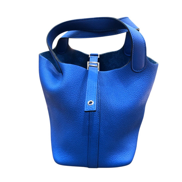 エルメス HERMES ピコタンロックPM Y刻印 ブルーフランス/シルバー金具 トリヨン レディース ハンドバッグ