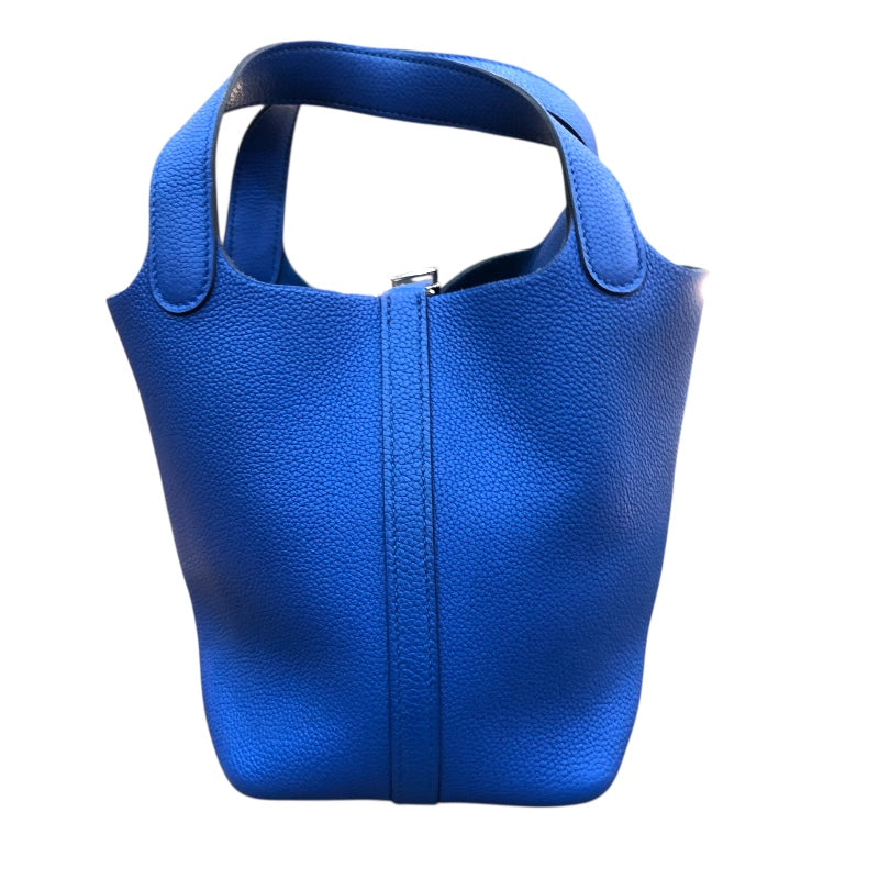 エルメス HERMES ピコタンロックPM Y刻印 ブルーフランス/シルバー金具 トリヨン レディース ハンドバッグ