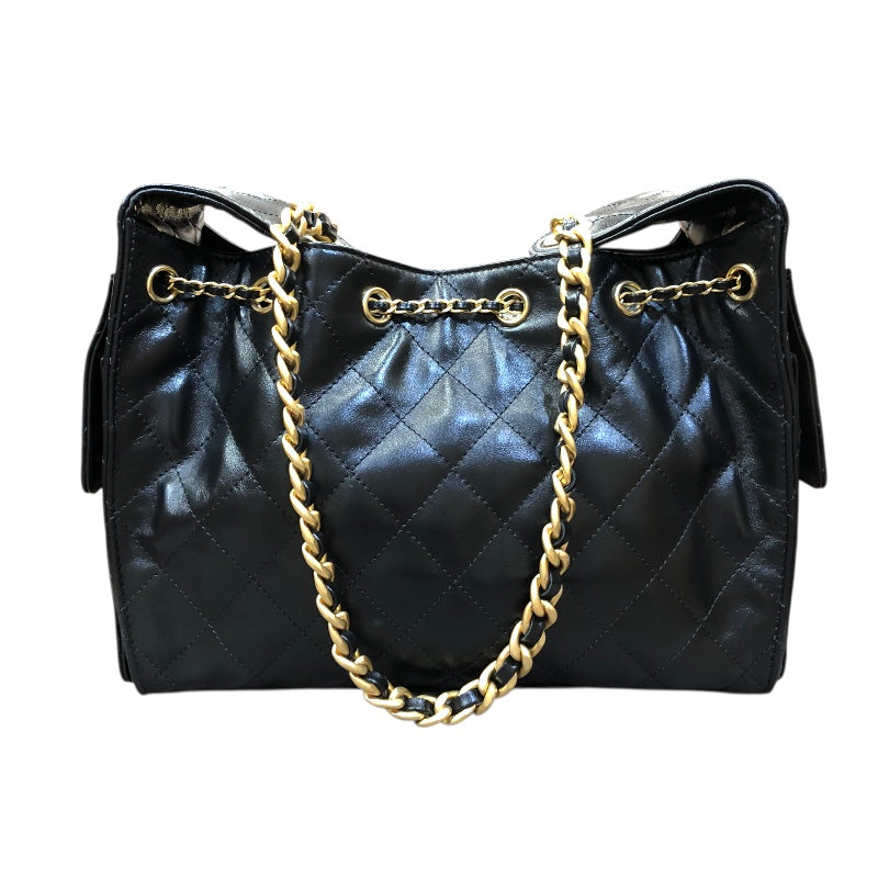 シャネル CHANEL CHANEL25 スモール AS5293 ブラック/ゴールド金具 カーフ シャイニーカーフ レディース ショルダーバッグ