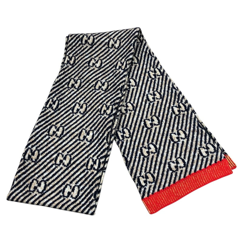 グッチ GUCCI GG柄マフラー 495592 ネイビー・レッド ウール・ナイロン レディース マフラー