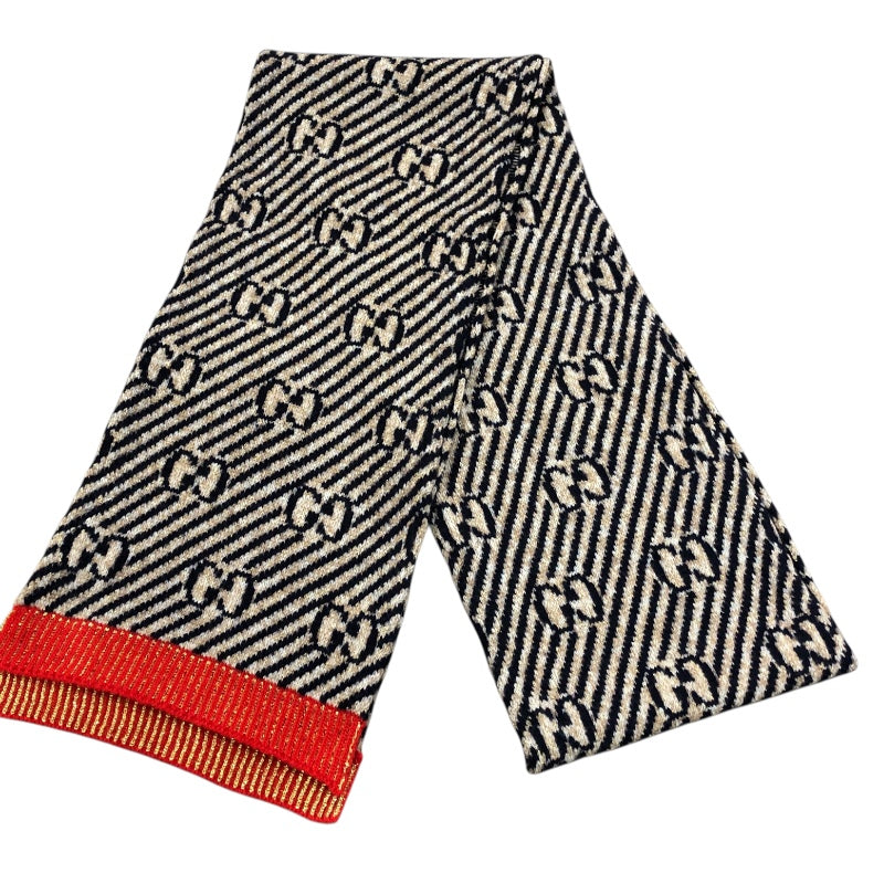 グッチ GUCCI GG柄マフラー 495592 ネイビー・レッド ウール・ナイロン レディース マフラー