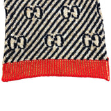 グッチ GUCCI GG柄マフラー 495592 ネイビー・レッド ウール・ナイロン レディース マフラー