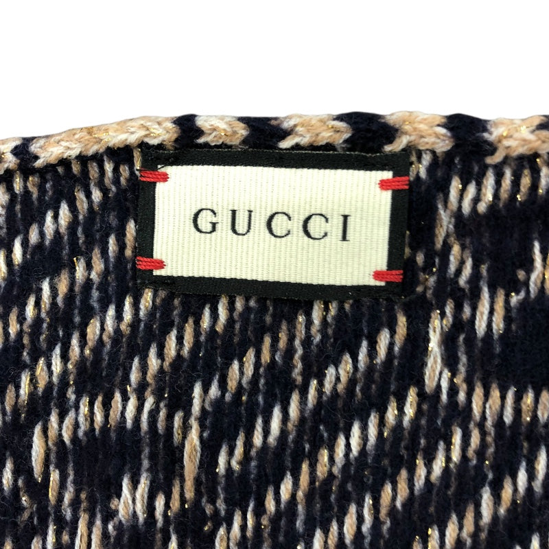 グッチ GUCCI GG柄マフラー 495592 ネイビー・レッド ウール・ナイロン レディース マフラー