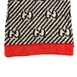 グッチ GUCCI GG柄マフラー 495592 ネイビー・レッド ウール・ナイロン レディース マフラー
