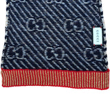 グッチ GUCCI GG柄マフラー 495592 ネイビー・レッド ウール・ナイロン レディース マフラー