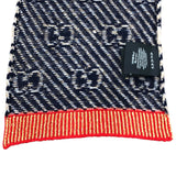 グッチ GUCCI GG柄マフラー 495592 ネイビー・レッド ウール・ナイロン レディース マフラー