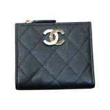シャネル CHANEL ココマークコンパクトウォレット AP4181 ブラック ゴールド金具 キャビアスキン レディース 二つ折り財布