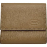 トッズ TOD’S 三つ折りコンパクトウォレット ベージュ/イエロー シルバー金具 カーフスキン レディース 三つ折り財布