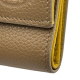 トッズ TOD’S 三つ折りコンパクトウォレット ベージュ/イエロー シルバー金具 カーフスキン レディース 三つ折り財布