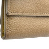 トッズ TOD’S 三つ折りコンパクトウォレット ベージュ/イエロー シルバー金具 カーフスキン レディース 三つ折り財布