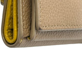 トッズ TOD’S 三つ折りコンパクトウォレット ベージュ/イエロー シルバー金具 カーフスキン レディース 三つ折り財布