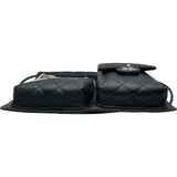 シャネル CHANEL カンボンライン ショルダーバッグ A28125 9番台 ブラック/ライトグレー シルバー金具 ラムスキン レディース ショルダーバッグ