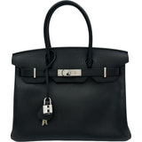 エルメス HERMES バーキン30 □K刻印 ブラック シルバー金具 エプソン レディース ハンドバッグ