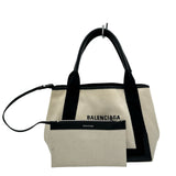 バレンシアガ BALENCIAGA ネイビーカバスS 339933 アイボリー/ブラック キャンバス/レザー レディース トートバッグ