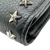 ジミーチュウ JIMMY CHOO SIRELIコンパクトウォレット ブラック シルバー金具 レザー/スタッズ レディース 二つ折り財布