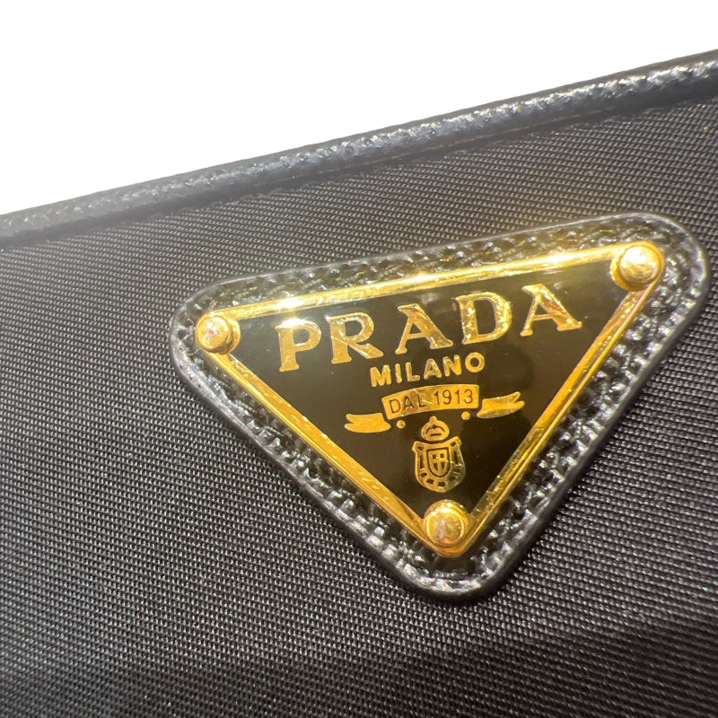 プラダ PRADA トライアングルロゴコンパクトウォレット 1ML018 ブラック ナイロン/レザー レディース 二つ折り財布