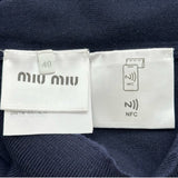 ミュウミュウ miu miu ワンポイントロゴ ボートネックニットセーター MMLA85 ネイビー ウール レディース セーター