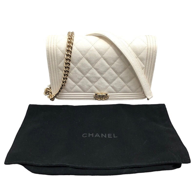 シャネル CHANEL ボーイシャネル チェーンウォレット AP1117 ホワイト ゴールド金具  キャビアスキン レディース ショルダーバッグ