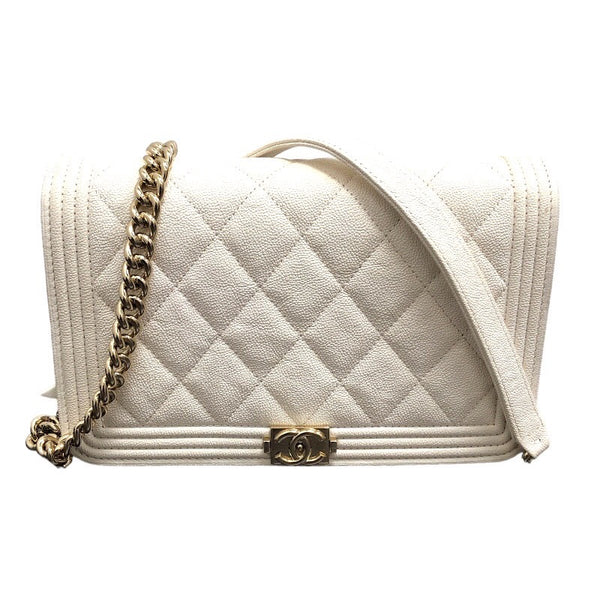 シャネル CHANEL ボーイシャネル チェーンウォレット AP1117 ホワイト ゴールド金具  キャビアスキン レディース ショルダーバッグ