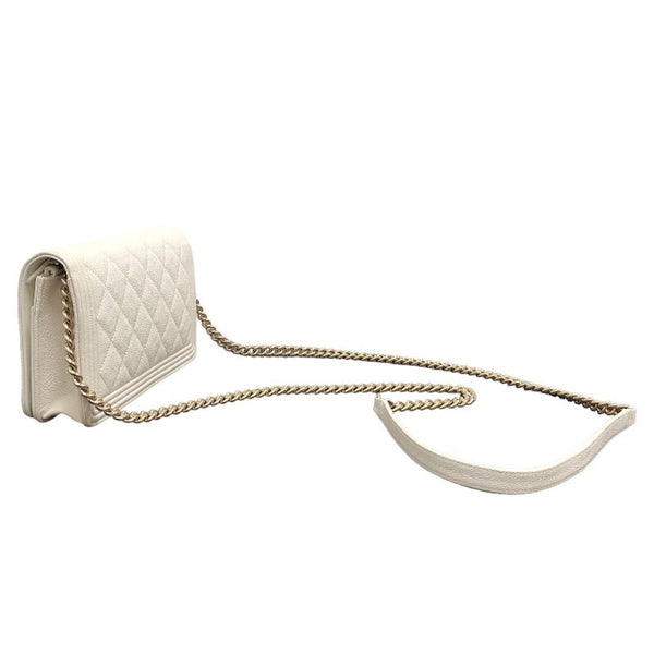 シャネル CHANEL ボーイシャネル チェーンウォレット AP1117 ホワイト ゴールド金具  キャビアスキン レディース ショルダーバッグ