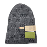 グッチ GUCCI GG ジャガード ニットキャップ 716585 グレー ネイビー ウール メンズ