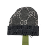 グッチ GUCCI GG ジャガード ニットキャップ 716585 グレー ネイビー ウール メンズ