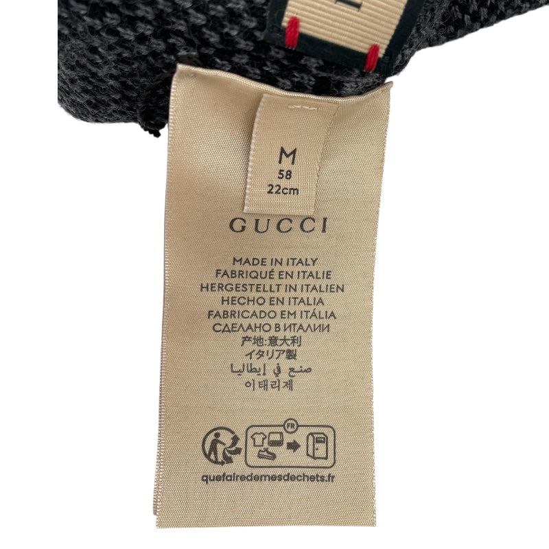 グッチ GUCCI GG ジャガード ニットキャップ 716585 グレー ネイビー ウール メンズ