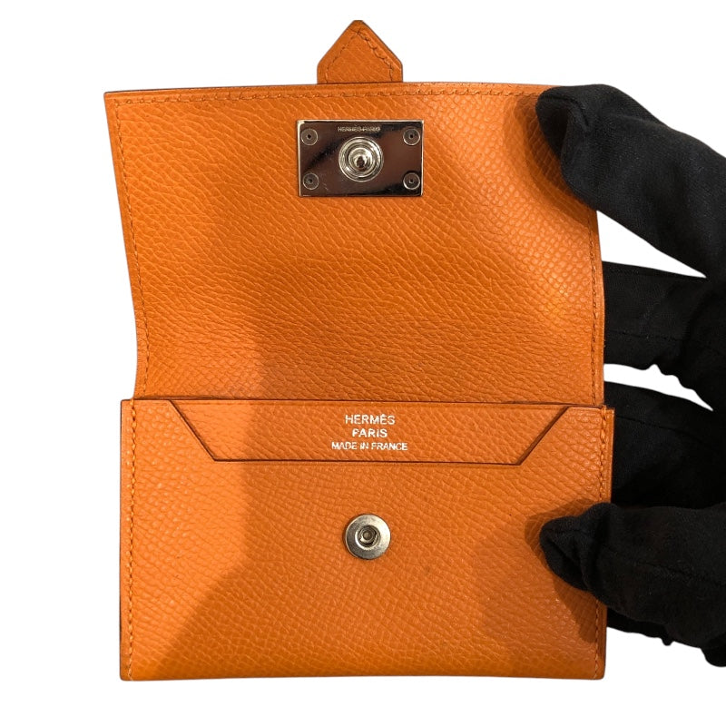 エルメス HERMES ペアンカードケース オレンジ エプソン メンズ
