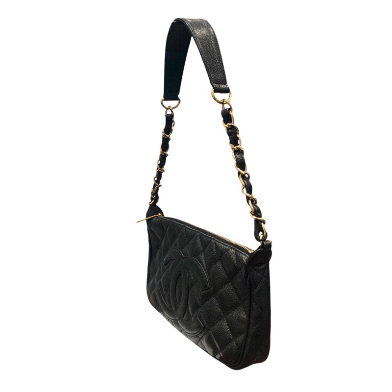 シャネル CHANEL マトラッセワンショルダー ブラック　ゴールド金具 キャビアスキン レディース ショルダーバッグ