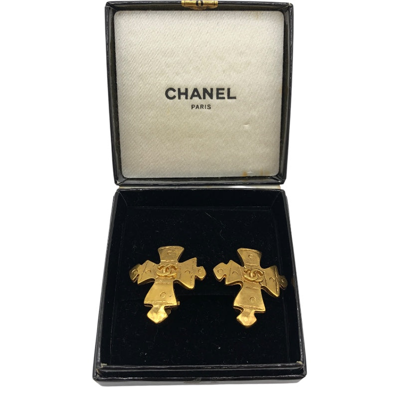 シャネル CHANEL ココマーククロスイヤリング メタル ゴールド