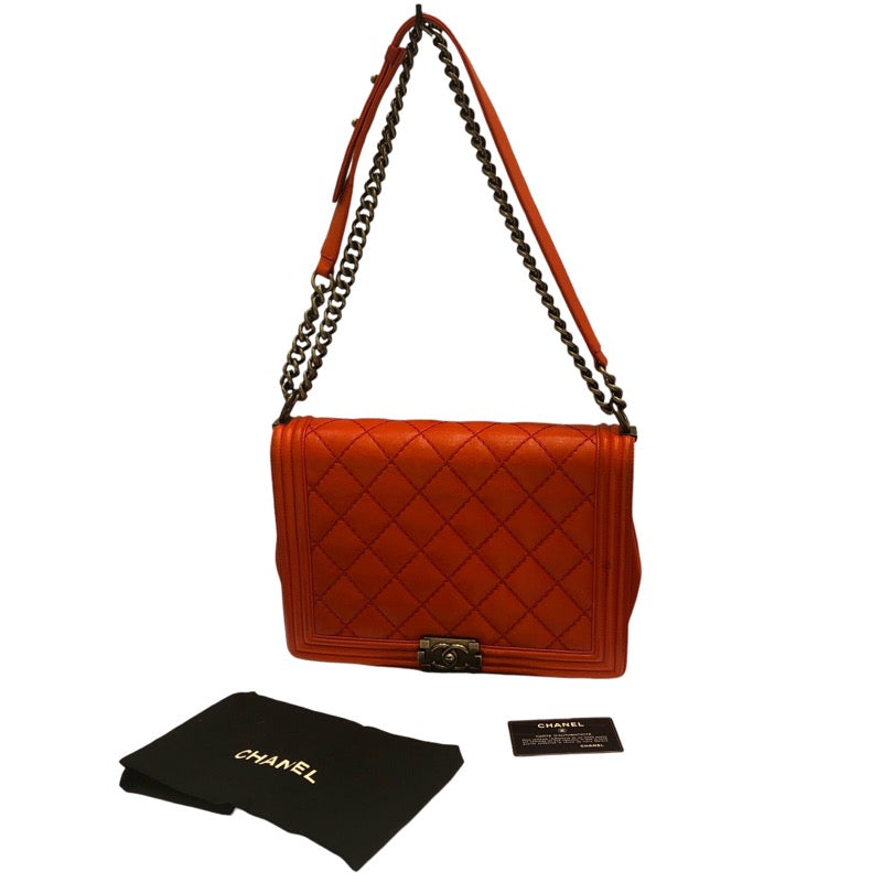 シャネル CHANEL ボーイシャネル30 A67087 レッド/シルバー金具 カーフレザー レディース ショルダーバッグ