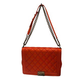 シャネル CHANEL ボーイシャネル30 A67087 レッド/シルバー金具 カーフレザー レディース ショルダーバッグ