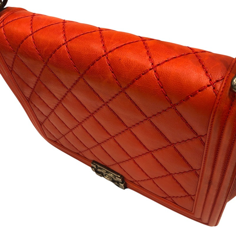 シャネル CHANEL ボーイシャネル30 A67087 レッド/シルバー金具 カーフレザー レディース ショルダーバッグ