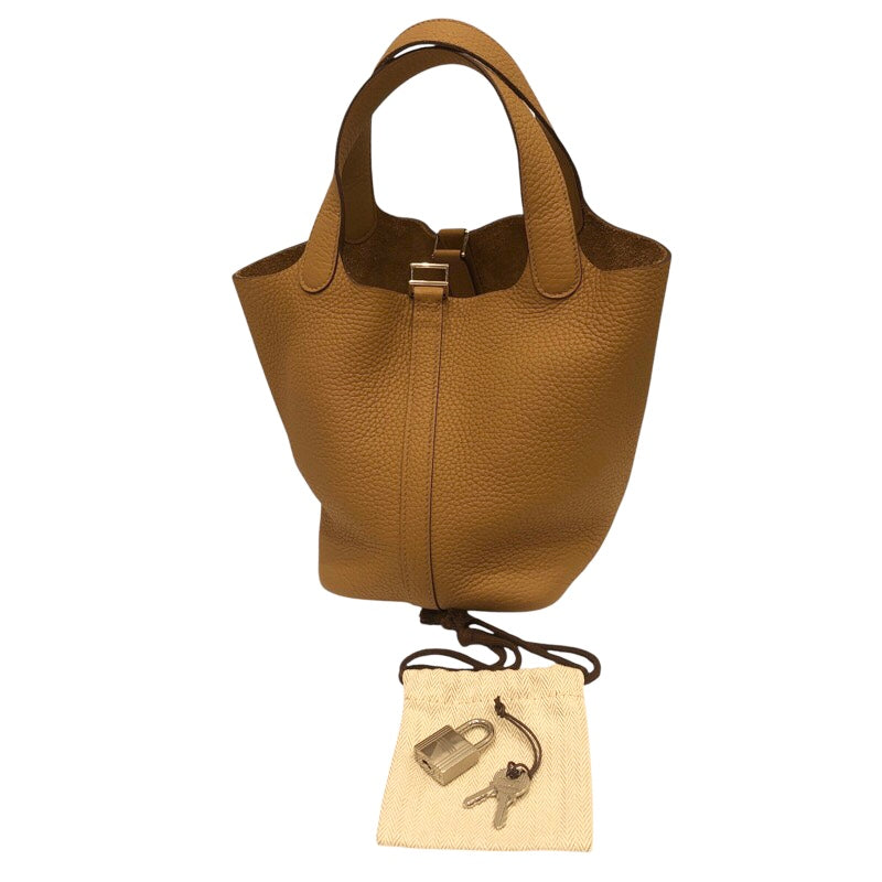 エルメス HERMES ピコタンロックPM ブラウン　SV金具 トリヨン レディース ハンドバッグ